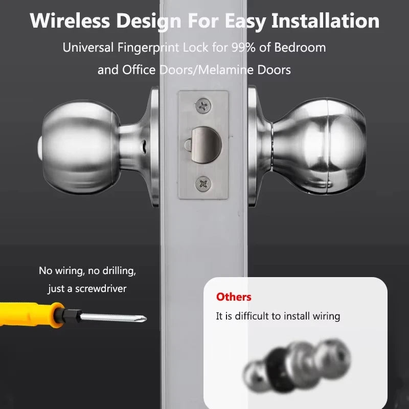 Smart Fingerprint Round Door Knob